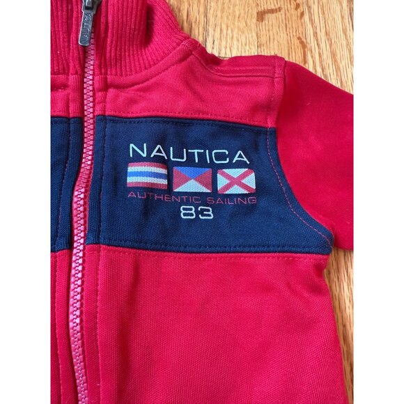 Nautica Red & Navy Full-Zip Jacket For Infants 12M Cotton/Polyester Blend - Picture 3 of 10